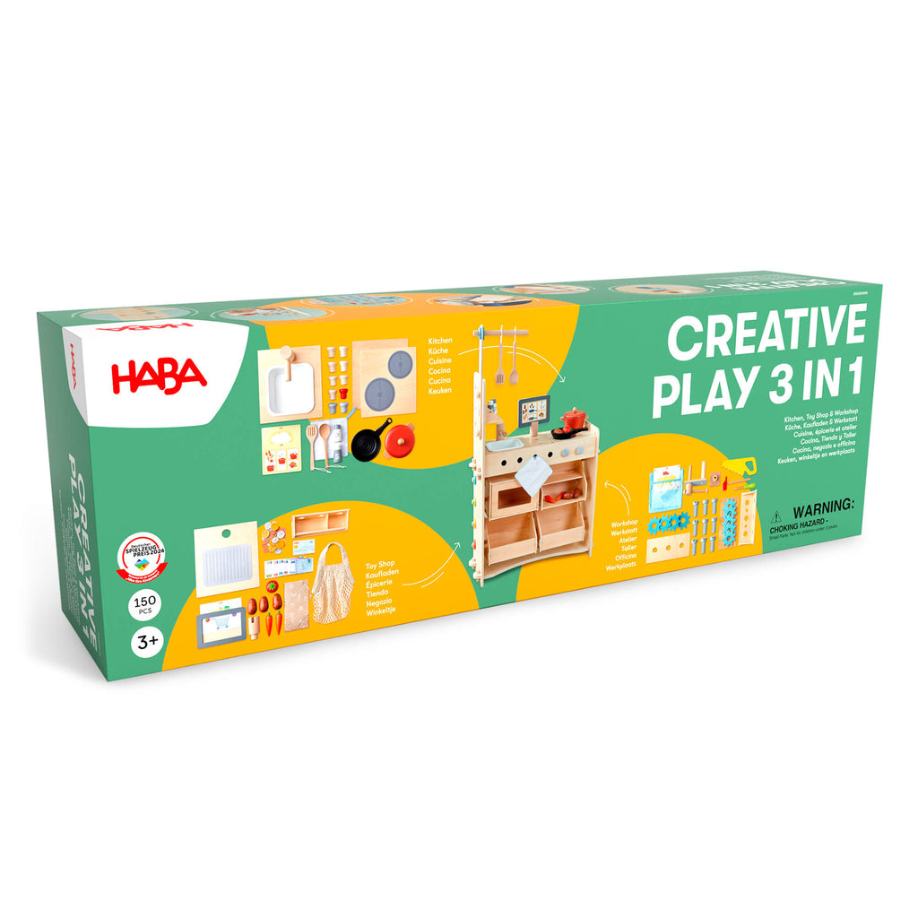 Creative Play 3 in 1 - Play Kitchen, Store & Workshop