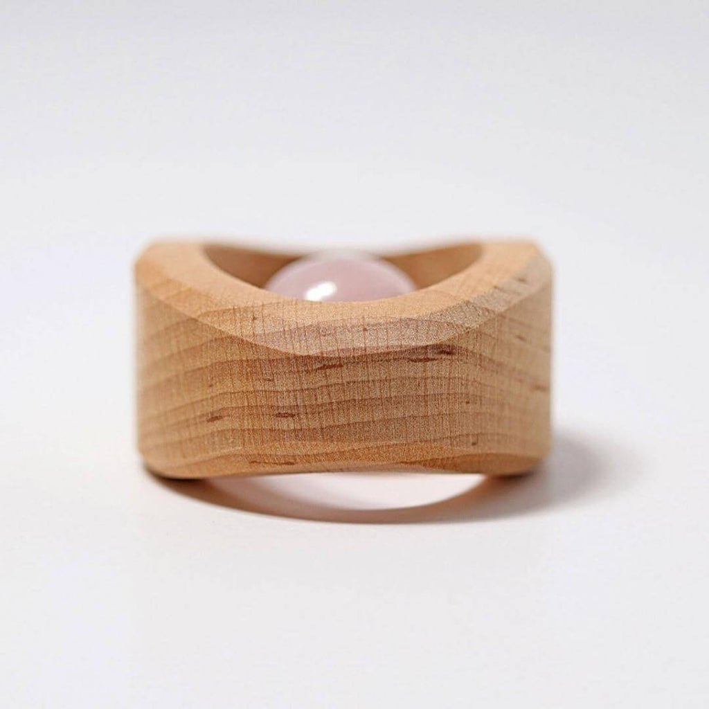 Rose Quartz Wooden Baby Rattle
