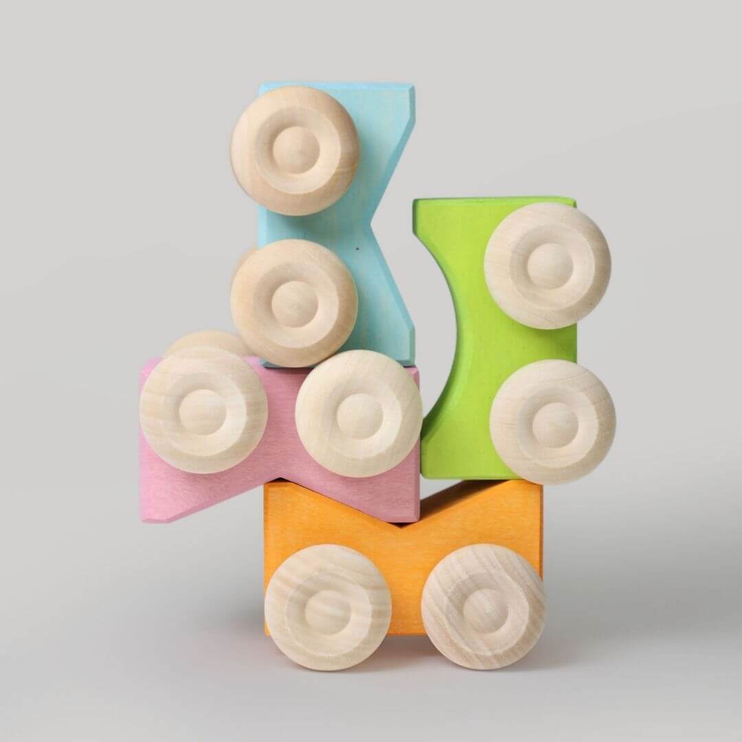 Wooden Stacking Cars