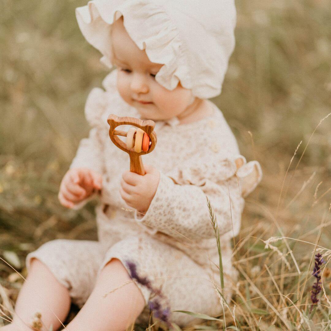 Wooden Bear and Rings Rattle