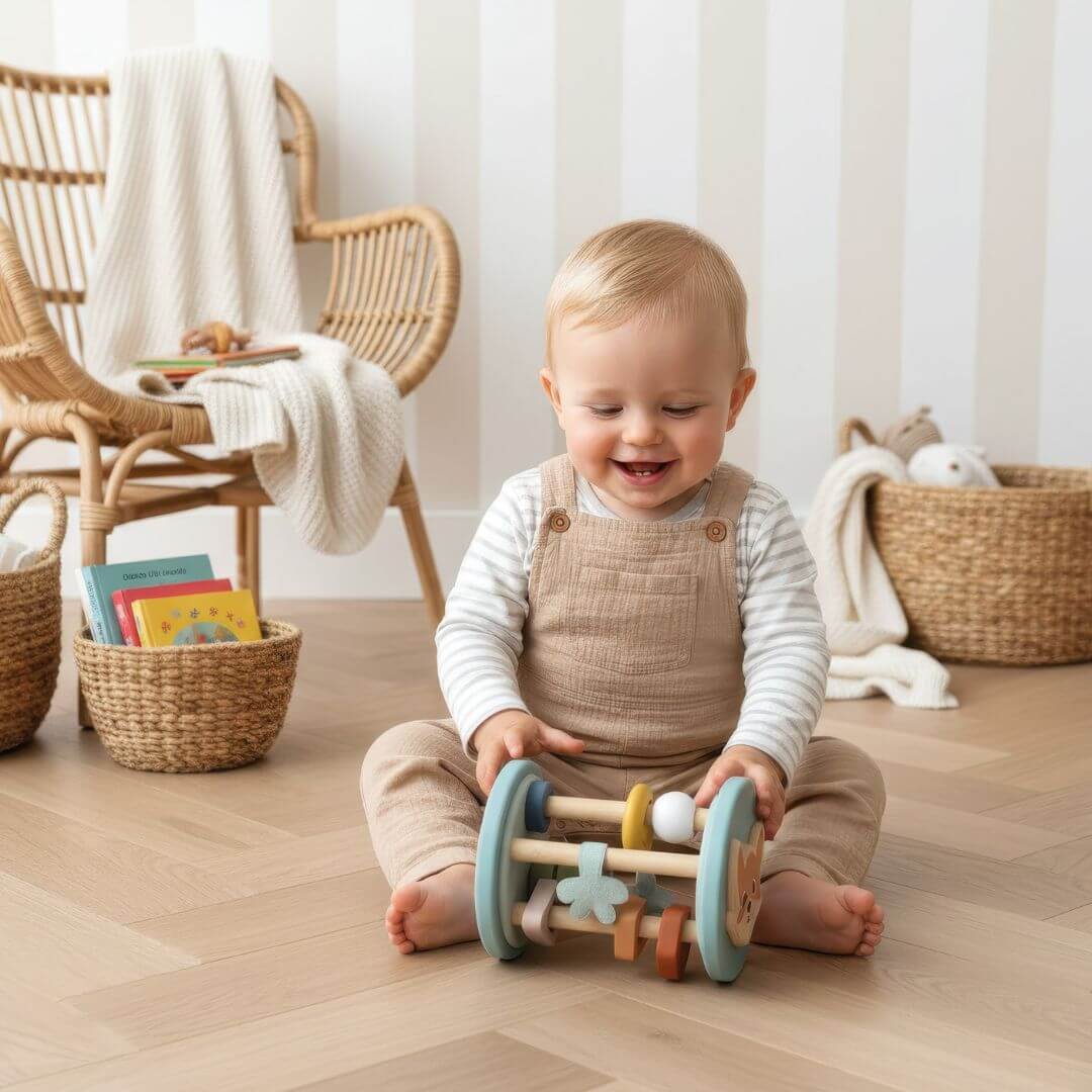 Wooden Fox Roller Rattle