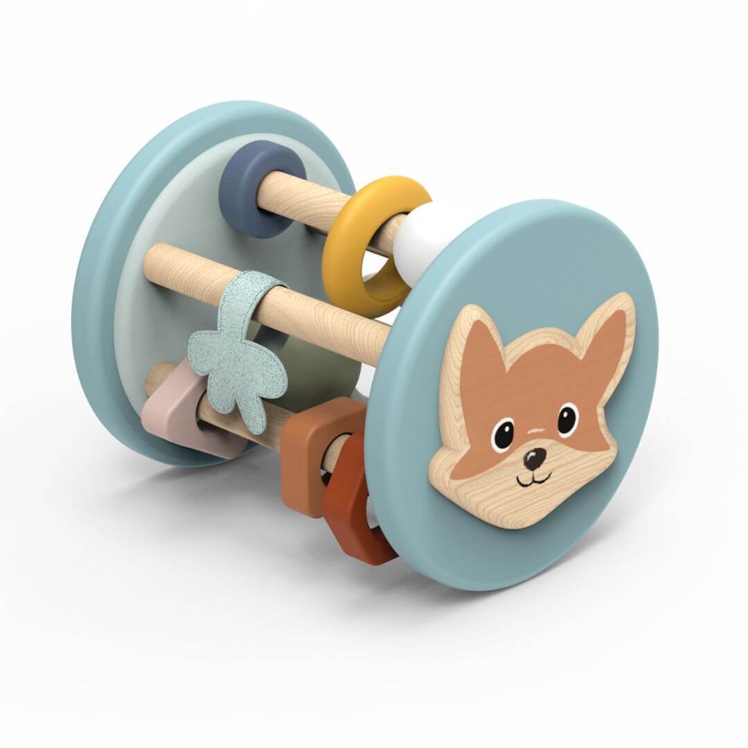 Wooden Fox Roller Rattle