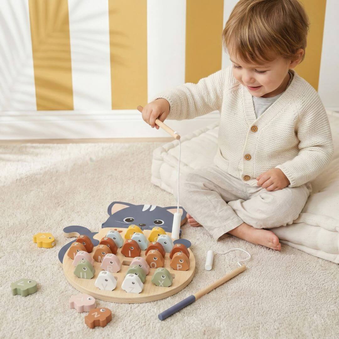 Wooden Alphabet Fishing Game